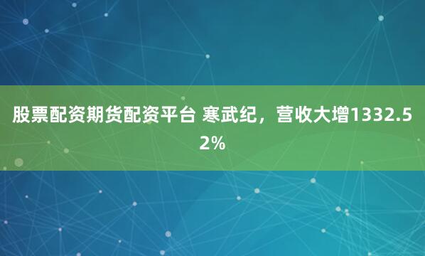 股票配资期货配资平台 寒武纪，营收大增1332.52%